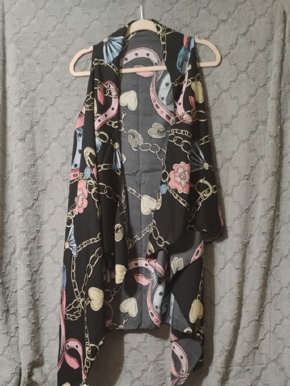 Black Floral & Chain Print Kimono